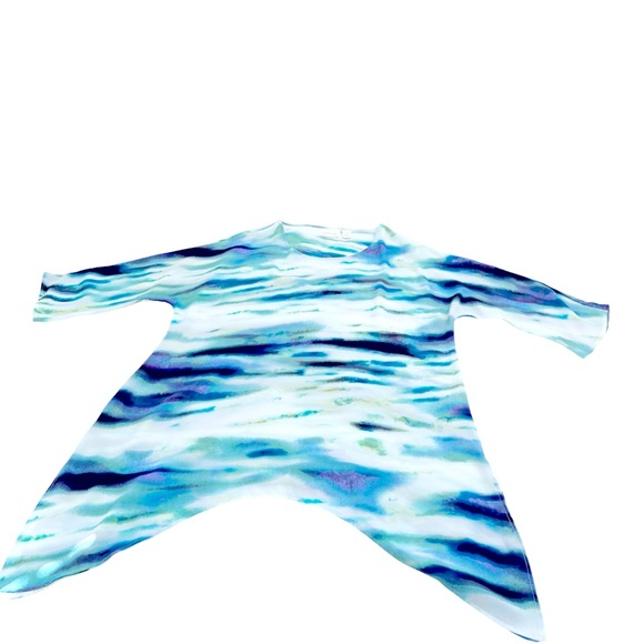 Chico’s Multicolor Sandie Soothing Dreams Watercolor Print Tunic Top Size 1 M - Picture 5 of 11